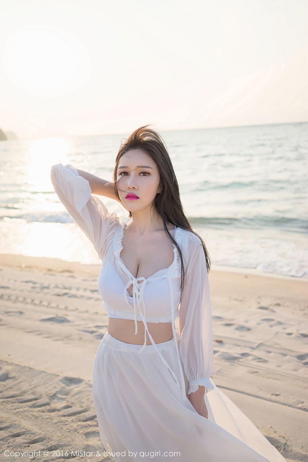 Yu Ji Una Langkawi Beach Photoshoot White Sheer Dress Sexy Bust Photos 50P 3