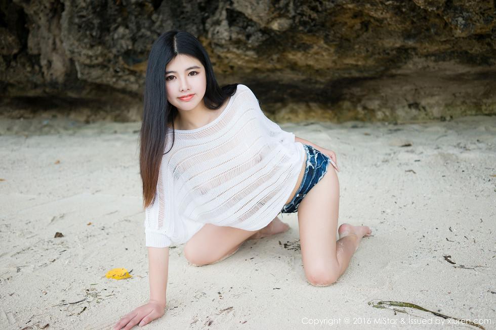 Nalo Selena Moore Island travel photoshoot white sheer mesh top show off bust photo set 60P 7