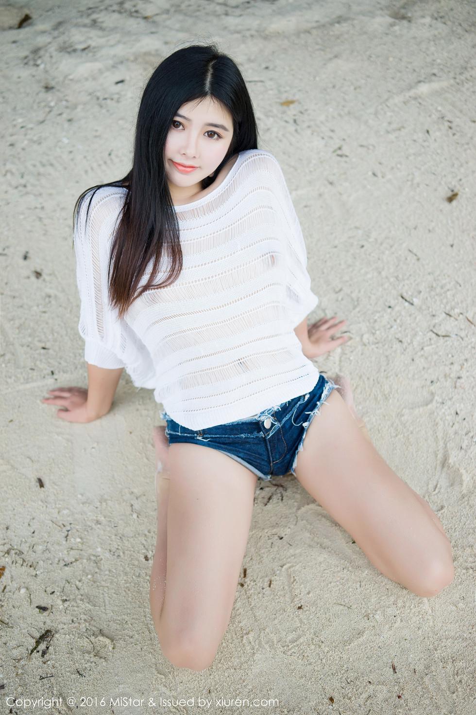 Nalo Selena Moore Island travel photoshoot white sheer mesh top show off bust photo set 60P 9